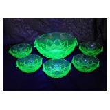Hazel Atlas Diamond Arches uranium glass berry