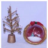 Vintage tinsel Christmas tree w/ candles &