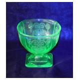 Lorain Basket uranium glass sherbet