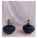 2 new Country Blue Lamplight Farms oil lamps,
