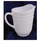 Vintage Anchor Hocking hobnail milk glass pitcher,