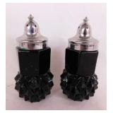 Vintage Indiana Glass black diamond point salt &