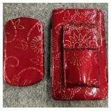 Red wallet and matching coin purse