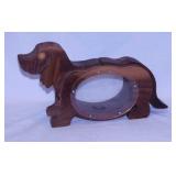 Doug Simpson handmade wooden dog coin bank w/