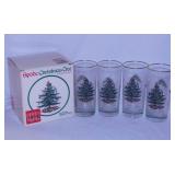 Set of 4 Spode Christmas Tree highball glasses in