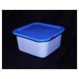 Vintage blue & white enamelware refrigerator dish