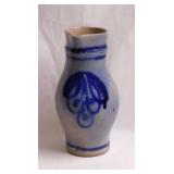 Antique salt glazed stoneware crock jug pitcher,