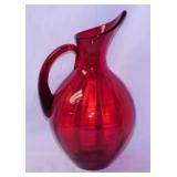 Stunning Mid Century Blenko ruby red optic glass