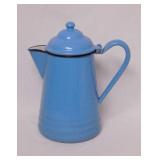 Vintage blue graniteware campfire coffee pot,