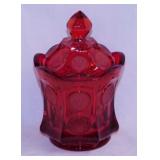 VIntage Fostoria ruby red coin glass sugar bowl w/