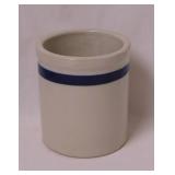Primitive Roseville Pottery blue band crock jar,