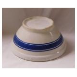 Vintage Weller Pottery blue band crock mixing bowl
