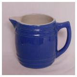 Vintage UHL Pottery blue glazed crock barrel milk