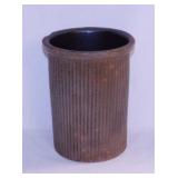 Antique salt glazed ribbed pottery crock jar,