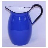 Vintage cobalt enamelware water pitcher,