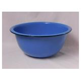 Vintage blue enamelware basin bowl w/ black rim,