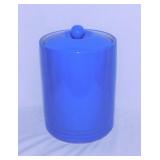 Vintage cornflower blue stoneware crock canister