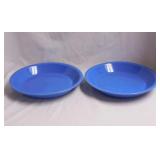 2 vintage USA Stoneware cornflower blue pie plates