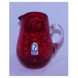 Vintage Pilgrim Glass ruby red crackle pitcher w/