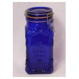 1980 Crownford Italy cobalt blue glass canister,