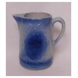 Antique salt glazed blue & white crock pitcher w/