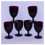 Six 1939 Monarch royal ruby red glass water