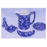 Staffordshire England Calico: Pitcher, 6.5" tall -