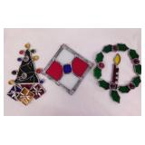 3 stained glass sun catchers, largest is 7.5" -