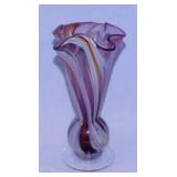 Vintage hand blown marbled art glass vase,