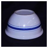 Antique blue band crock serving bowl, 8.5"