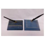 2 vintage desk pens w/ holders