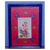 Antique J&P Coats thread advertising card, framed