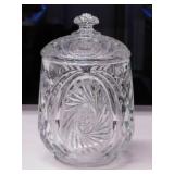 Antique EAPG McKee Aztec biscuit jar w/ lid,