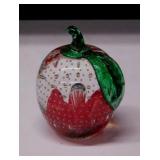Vintage Joe St. Clair glass apple paperweight w/