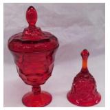 Viking Glass Ruby Red: Apothecary candy dish, 9" -