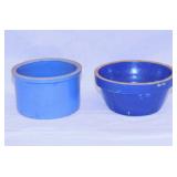 Vintage 1 lb. blue crock bowl, 4.5" diam. -