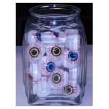 Greenbrier eyeball ping-pong balls in glass jar