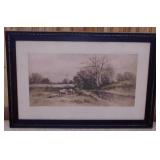 Antique October Morning sheep print by Carl Weber,