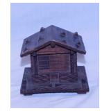 Antique German Black Forest carved wood log cabin