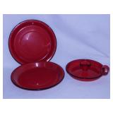 Vintage red enamelware: Chamber candlestick, 6.5