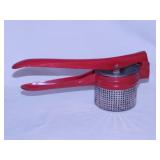 Vintage red enamelware: Potato ricer mill -