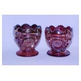 2 vintage Imperial Sunset Ruby Red Carnival glass