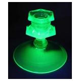 Uranium Depression glass candlestick, 3.5" tall,