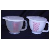2 vintage Tupperware Mix-N-Stor 4 cup pitchers w/