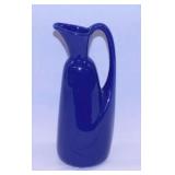 Vintage cobalt ceramic ewer pitcher, 10" tall