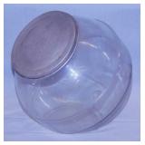 Vintage glass cookie candy jar w/ hinged metal