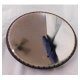 Antique plateau round mirrored dresser tray, 12"