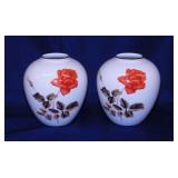 2 Mid Century Noritake Nippon Toki Kaisha red rose