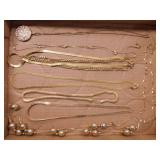 5 gold tone chain necklaces & more