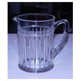 Vintage ribbed heavy glass milk pitcher, 6" tall